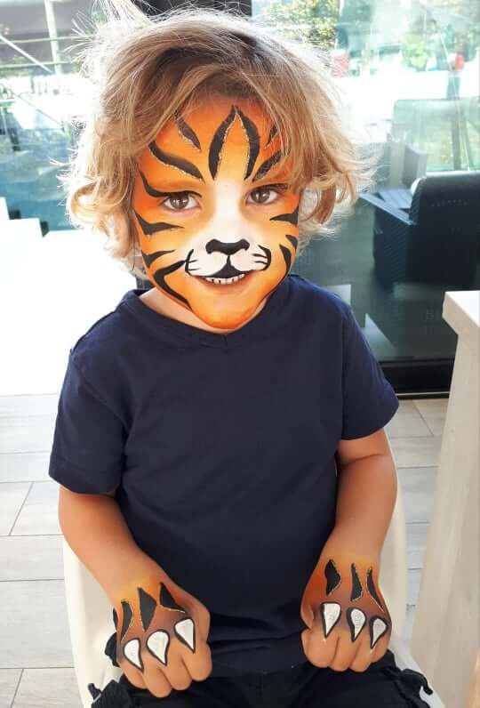 Tiger face paint Slumber Teepee Parties